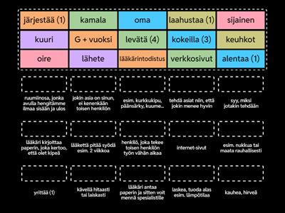 Sanasto: Hanna on sairas / Lääkärissä / Puhelu esihenkilölle (SM2U, kpl 2)