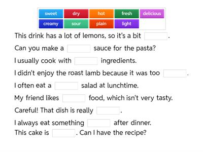 RM A2P - 2c WB - adjectives to describe food