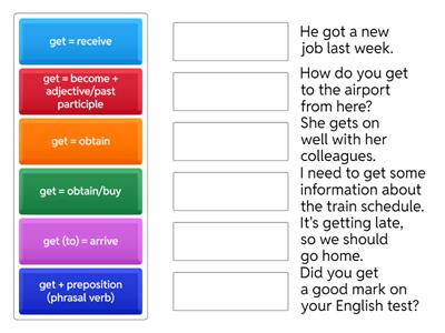 Vocabulary: Uses of get (Pre intermediate 8A)