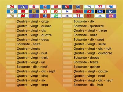 LES NOMBRES DE 70 - 99