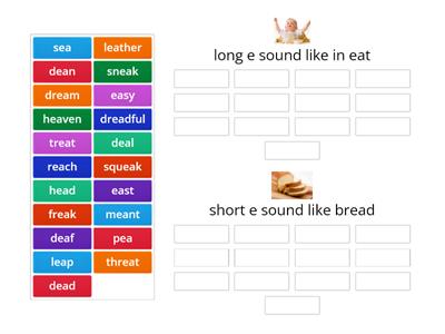 ea sort---long and short e sound