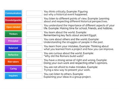 IB learner profile - matching 