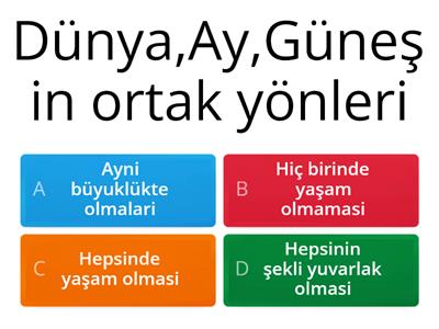 Dünya,Ay,Güneş