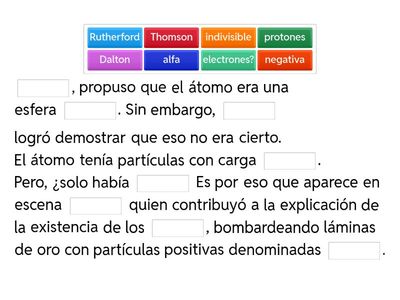 Completar texto sobre los modelos atómicos