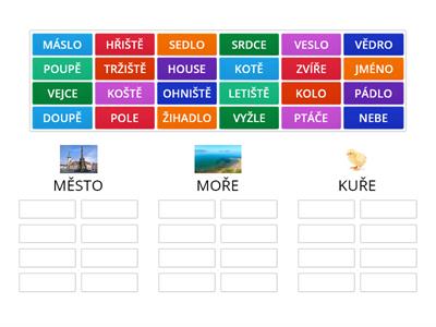 MĚSTO/MOŘE/KUŘE ?