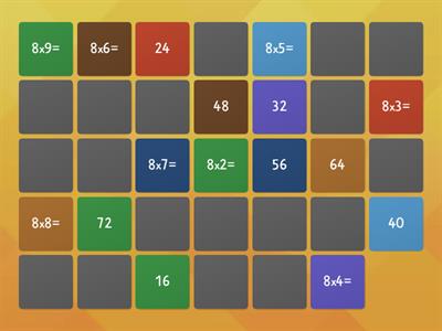 Matching Pairs Multiplication Facts 8-9