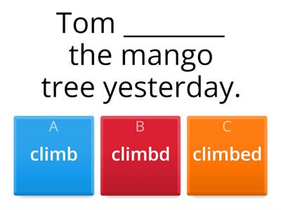 Simple Past Tense Verbs Grade 3