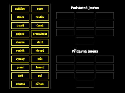 Podstatná jména, přídavná jména