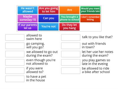 Think Level 2 Unit 12 let/allowed to practice