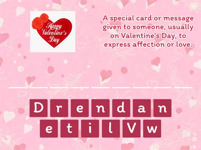 Grade 4 - Valentine's day vocabulary