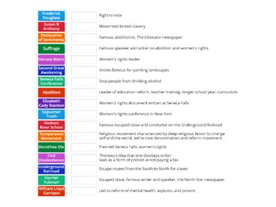 Reform Movements MatchUP