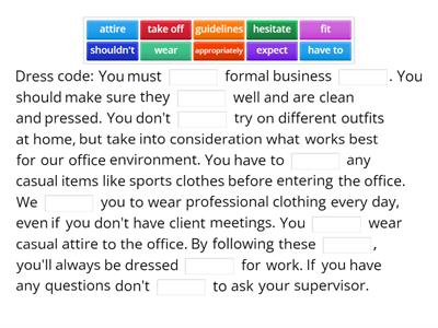 Dress code (Pop Quiz)