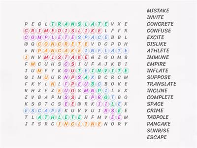 VCe wordsearch