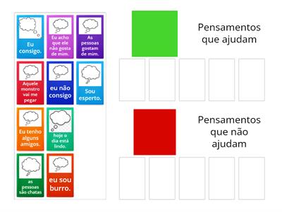 Pensamentos que ajudam e não ajudam