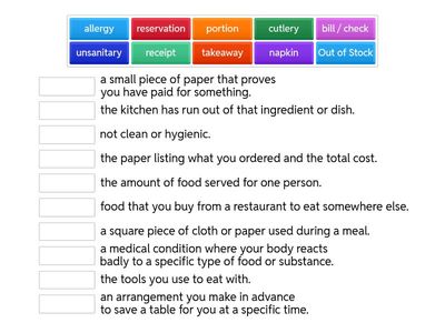 P5 Level 3 English vocabulary (Eating out)