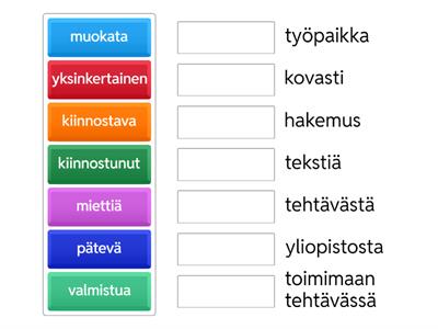 Työhakemus, sanastoa (Työelämän suomea 2)