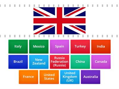 Major countries of the world (Find the match)