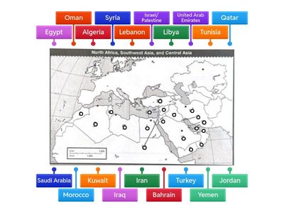 North Africa and Middle East Political Map