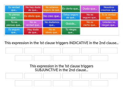 Sp3_L1 Sorting Subjunctive, Indicative Triggers