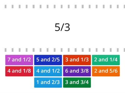 Matching Mixed Numbers with Improper Fraction