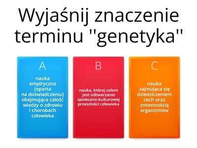 Genetyka - sprawdzian klasa 8 dział 1 cz. 1