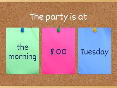 Prepositions in, on, at