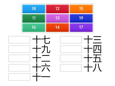 Numbers 11-19 chinese