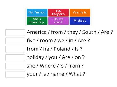 Match the answers to the questions A2