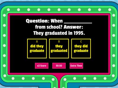 Practice Wh- Questions in the Past Tense