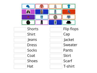 Flash cards - Vocabulary - Clothes 