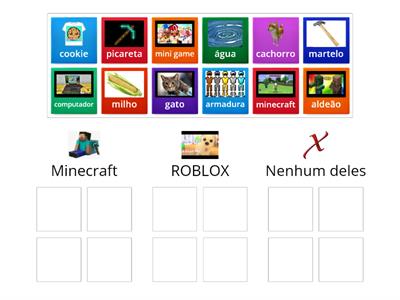 separe minecraft, roblox e nenhum deles