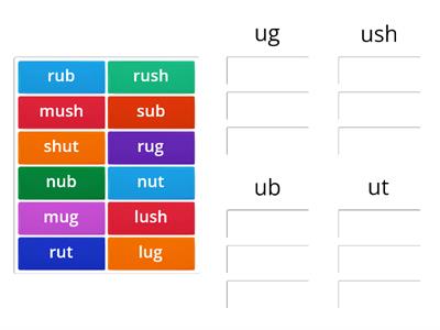 Wilson 1.2 short u Word Sort