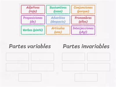 Partes variables e invariables de la oración