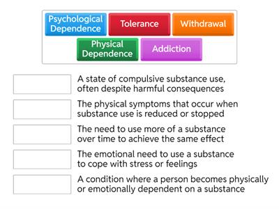 Substance abuse matching quiz 