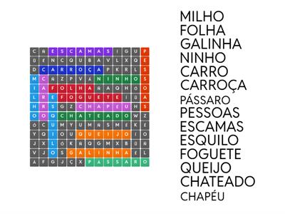 Encontre as palavras com os digrafos 