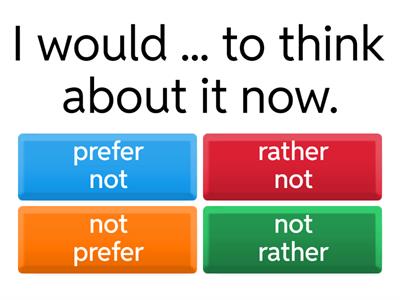 Bloggers 4 - Unit 2D - Would Rather/ Would Prefer to