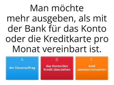 B1 Quiz Wortschatz Bank