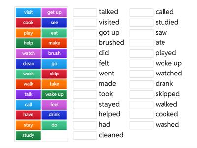 A2: Past simple verbs