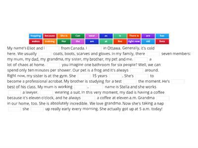 Version of Read and complete: present simple and present continuous