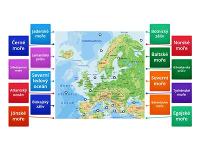 Vodstvo Evropy - moře, průlivy, zálivy