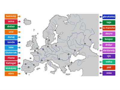 Řeky, průlivy a zálivy Evropy