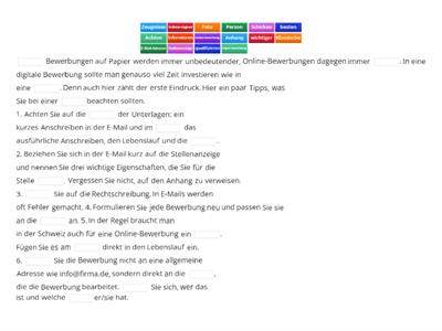 Lückentext Tipps für Online-Bewerbungen B1