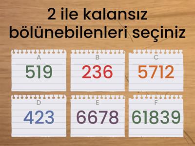 6.sınıf bölünebilme kuralları