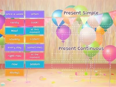 Present Simple vs Present Continuous - Signal Words