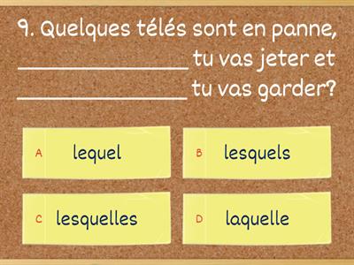 Pronoms interrogatifs lequel, lesquels....