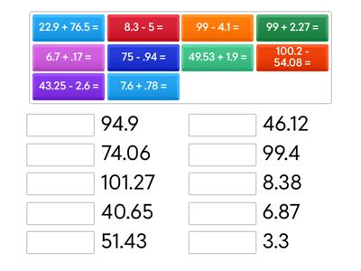 Add and Subtract Decimals