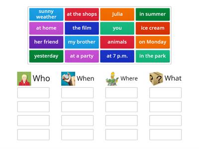 Wider World 2. Unit 4. Question words sort