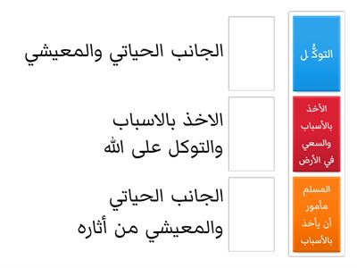 نشاط تفاعلي  دور العقيدة في بناء شخصية المسلم في الجانب الحياتي المعيشي