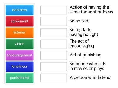 Suffixes Match Up (Noun Suffixes)