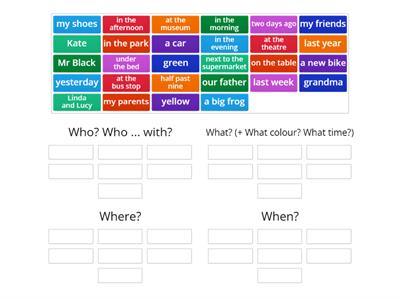 Question words (Who? What? When? Where?)